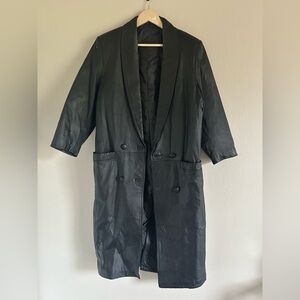 Preston & York‎ Coat Women's MED Black Lamb Skin Long Leather Jacket Trench VTG